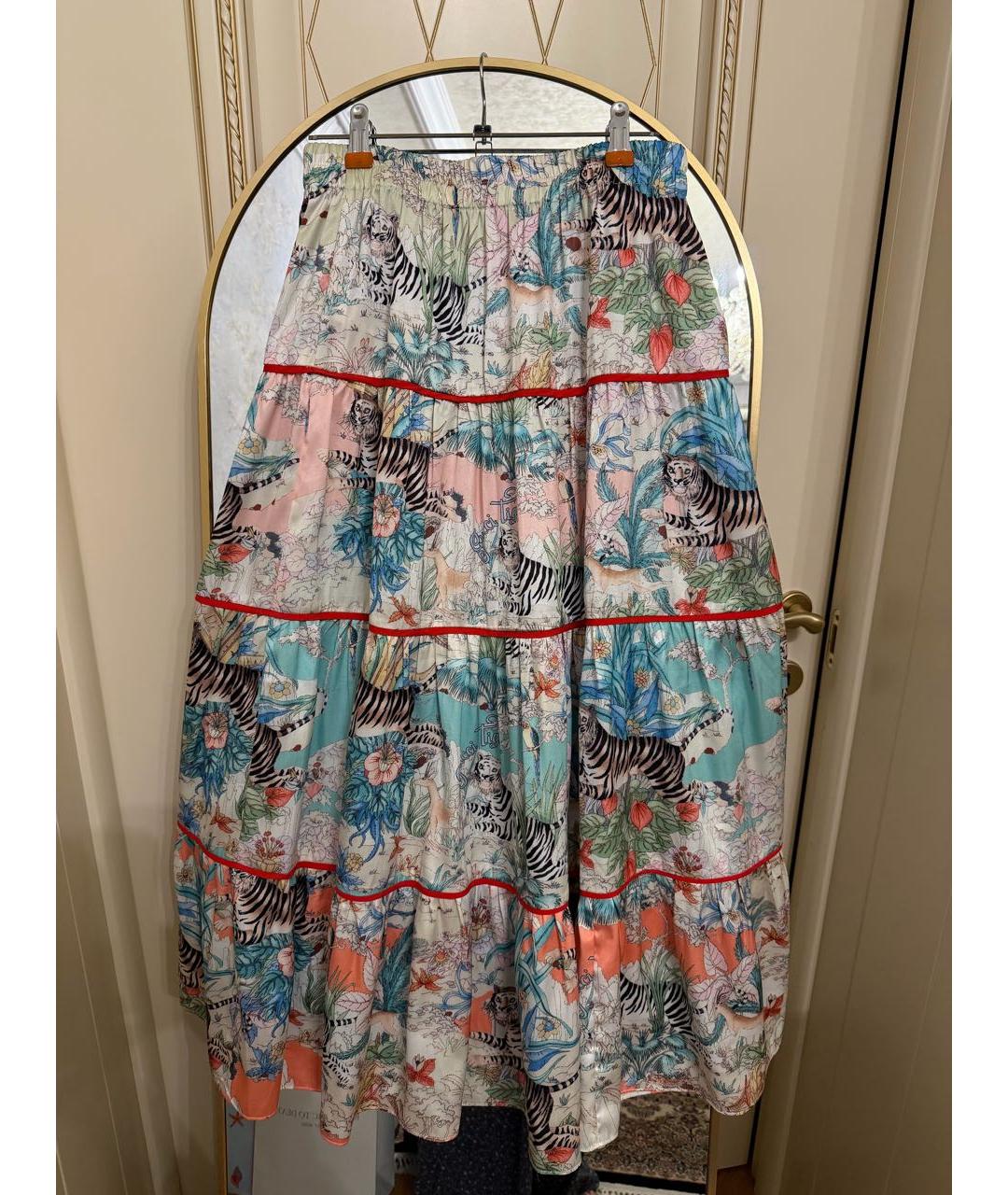 GUCCI Мульти шелковая юбка миди, фото 5