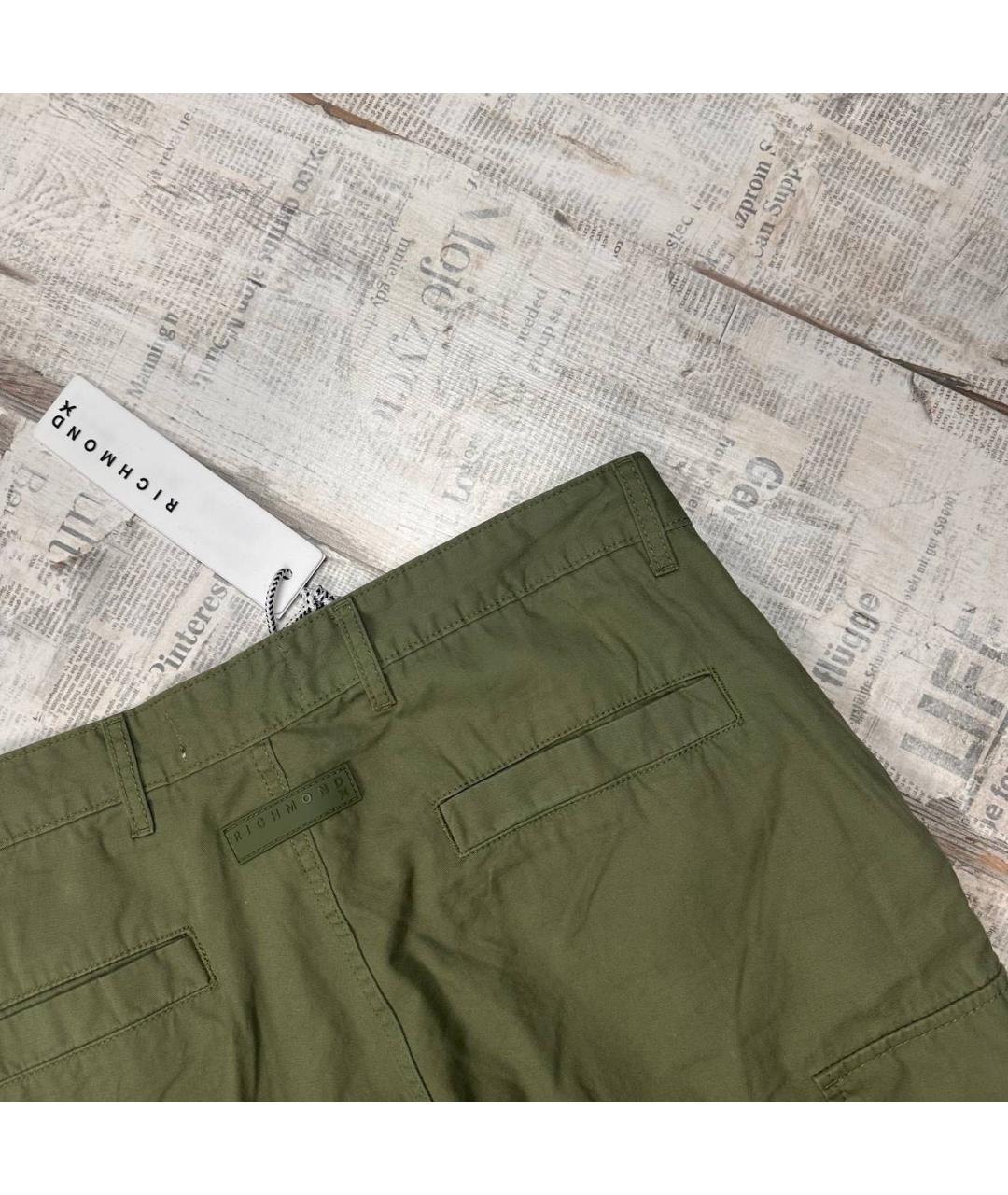 JOHN RICHMOND Хаки хлопковые повседневные брюки, фото 3