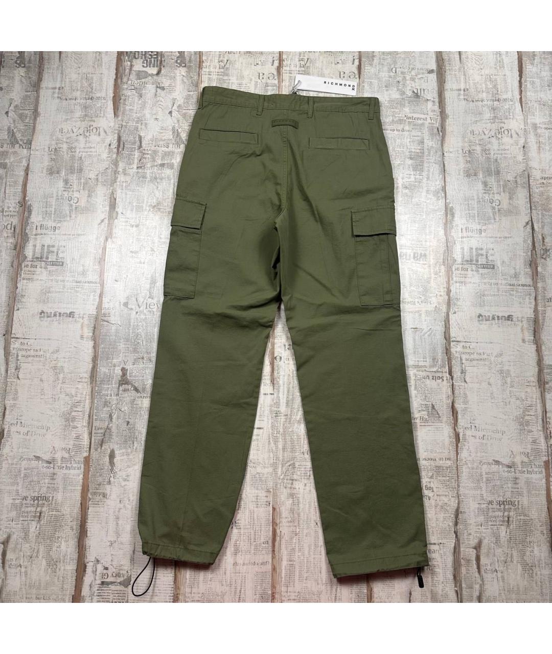 JOHN RICHMOND Хаки хлопковые повседневные брюки, фото 2