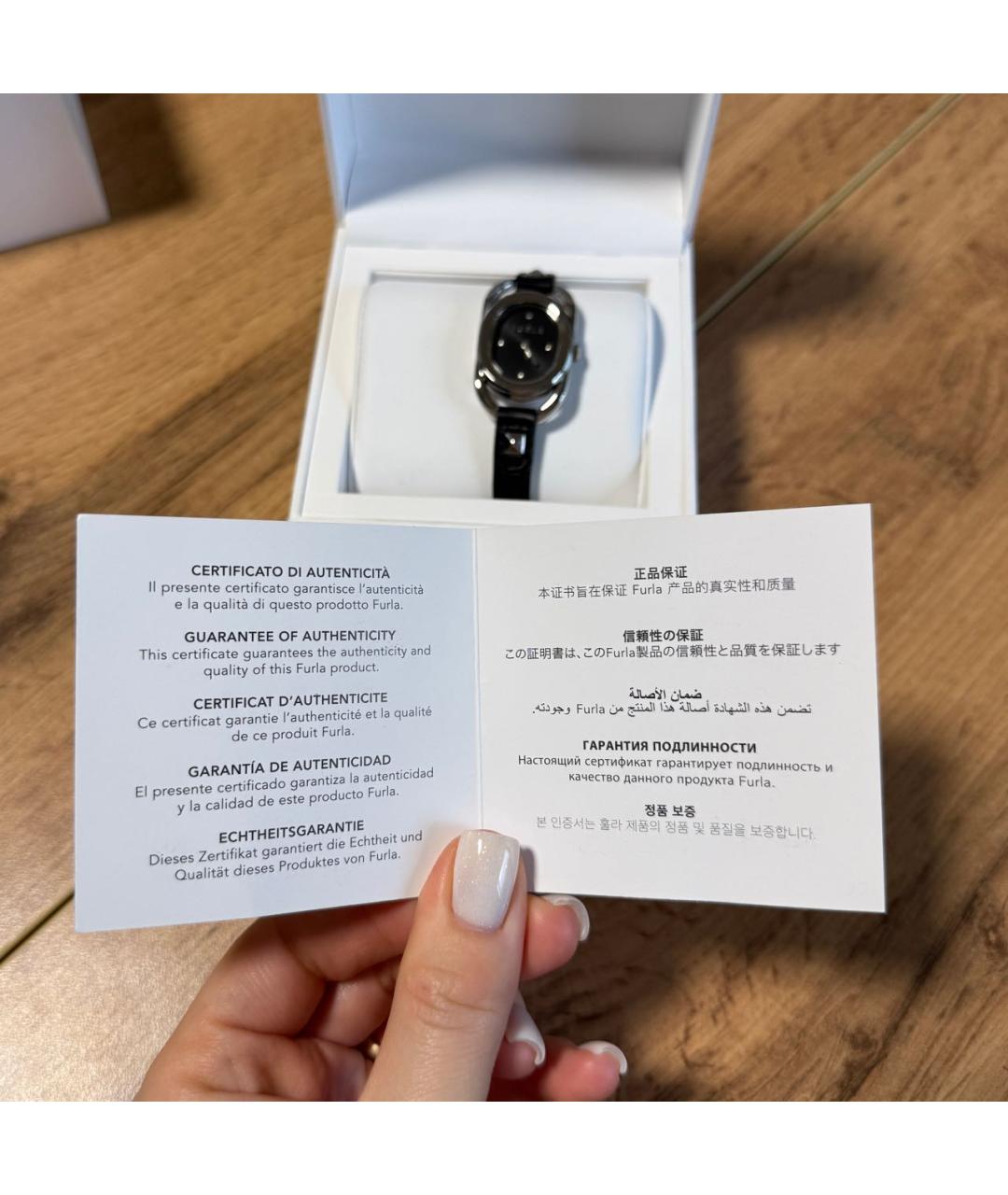 FURLA Черные кожаные часы, фото 6