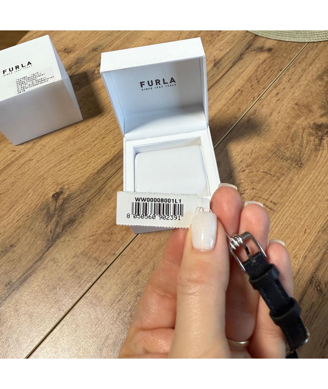 FURLA Черные кожаные часы, фото 5