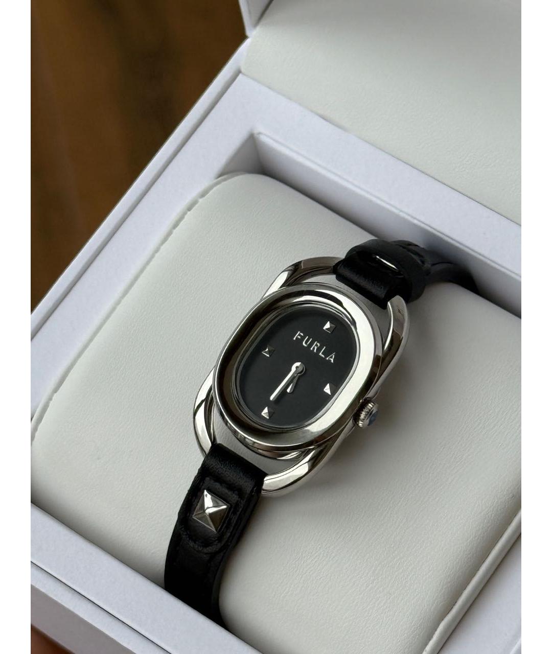 FURLA Черные кожаные часы, фото 3