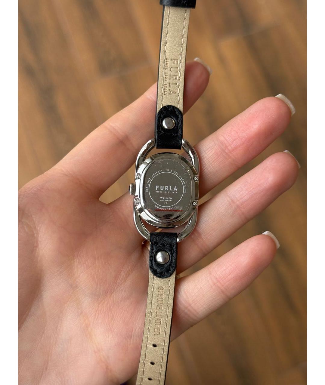 FURLA Черные кожаные часы, фото 4