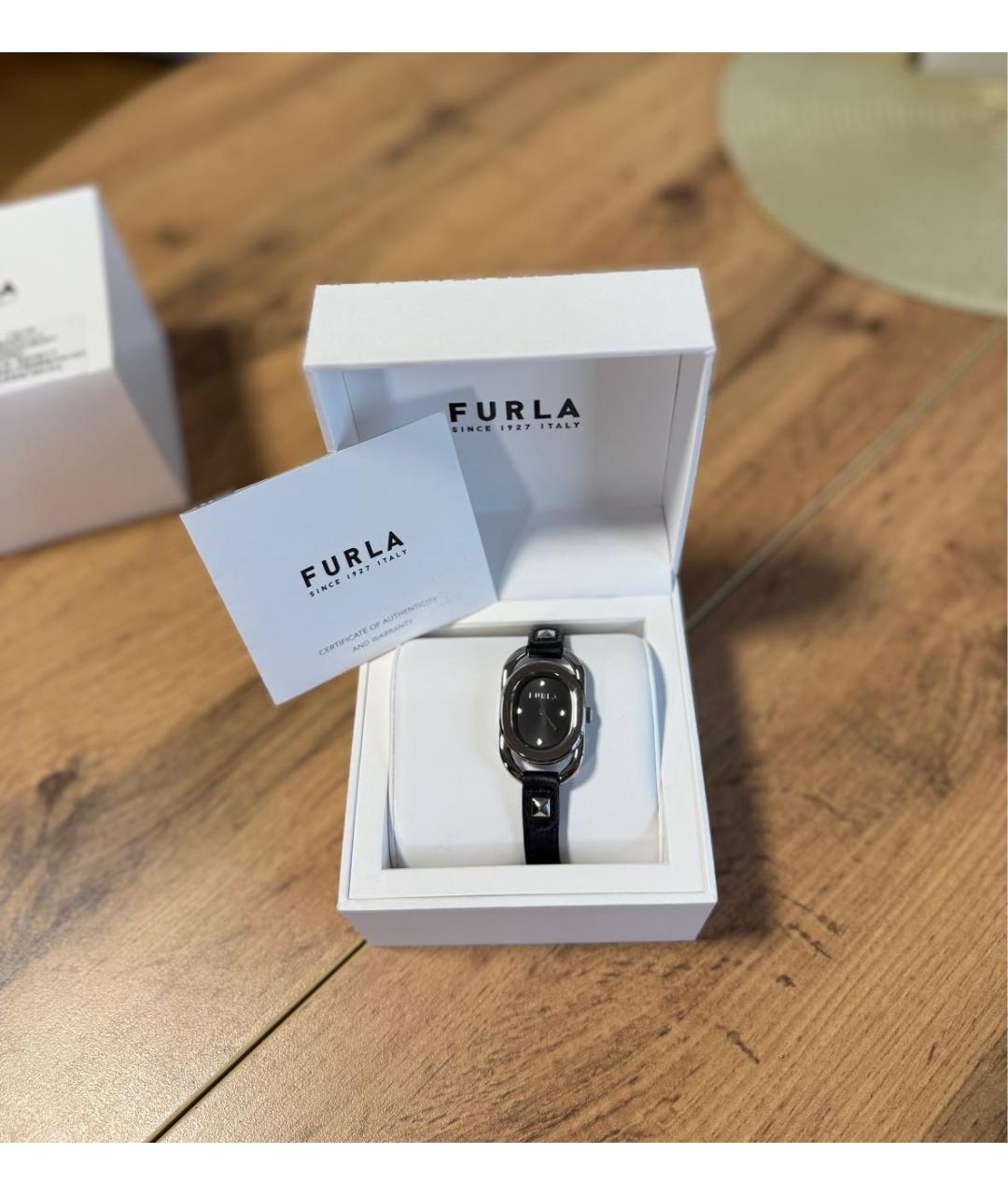 FURLA Черные кожаные часы, фото 2