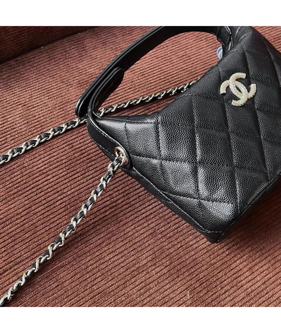 CHANEL Черная кожаная сумка с короткими ручками, фото 5