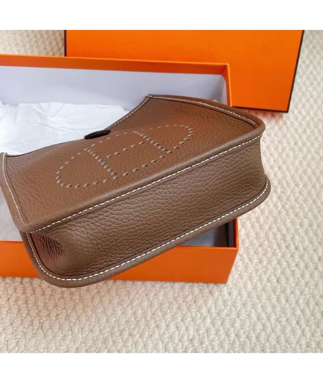 HERMES Коричневая кожаная сумка через плечо, фото 6