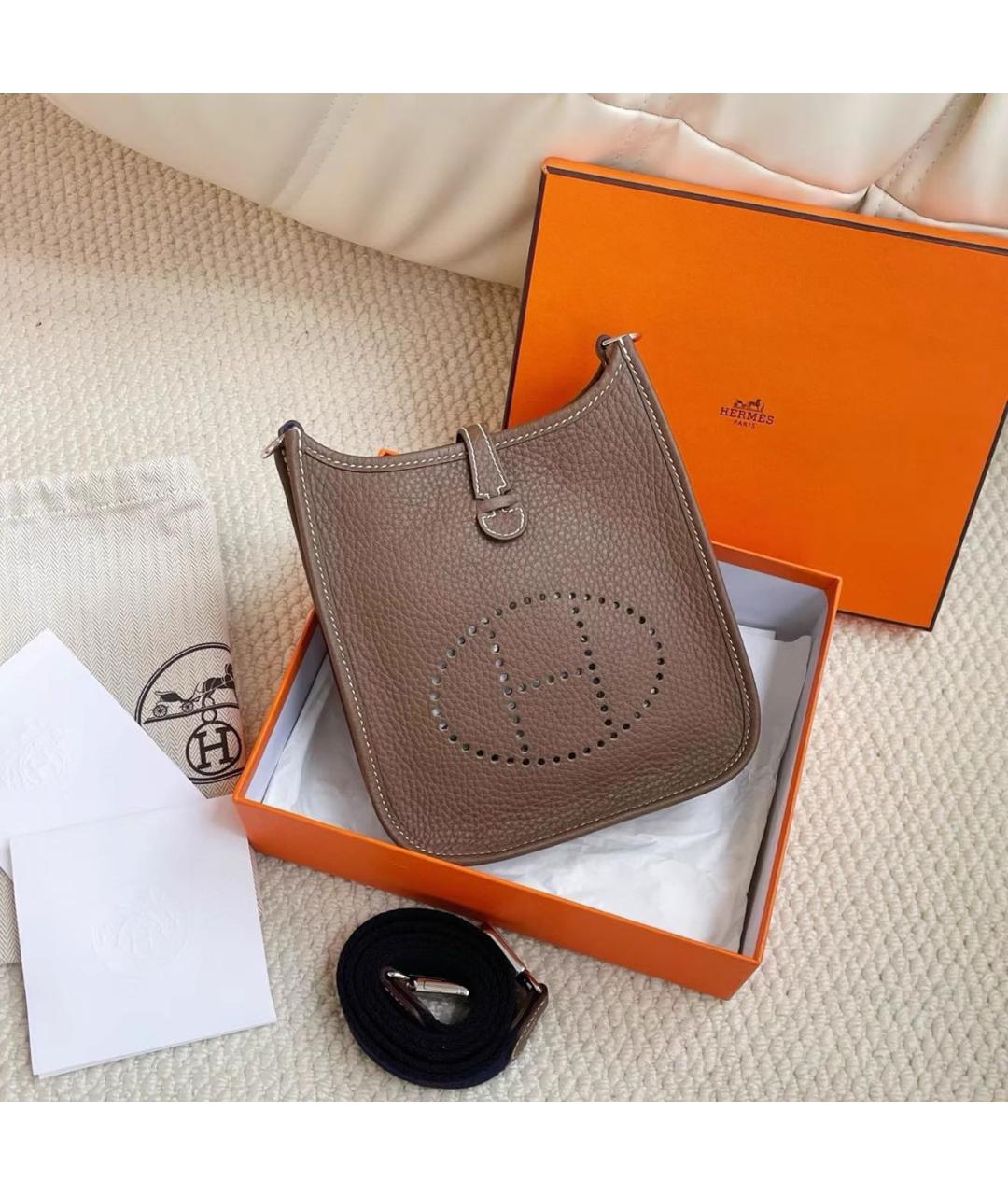 HERMES Коричневая кожаная сумка через плечо, фото 9