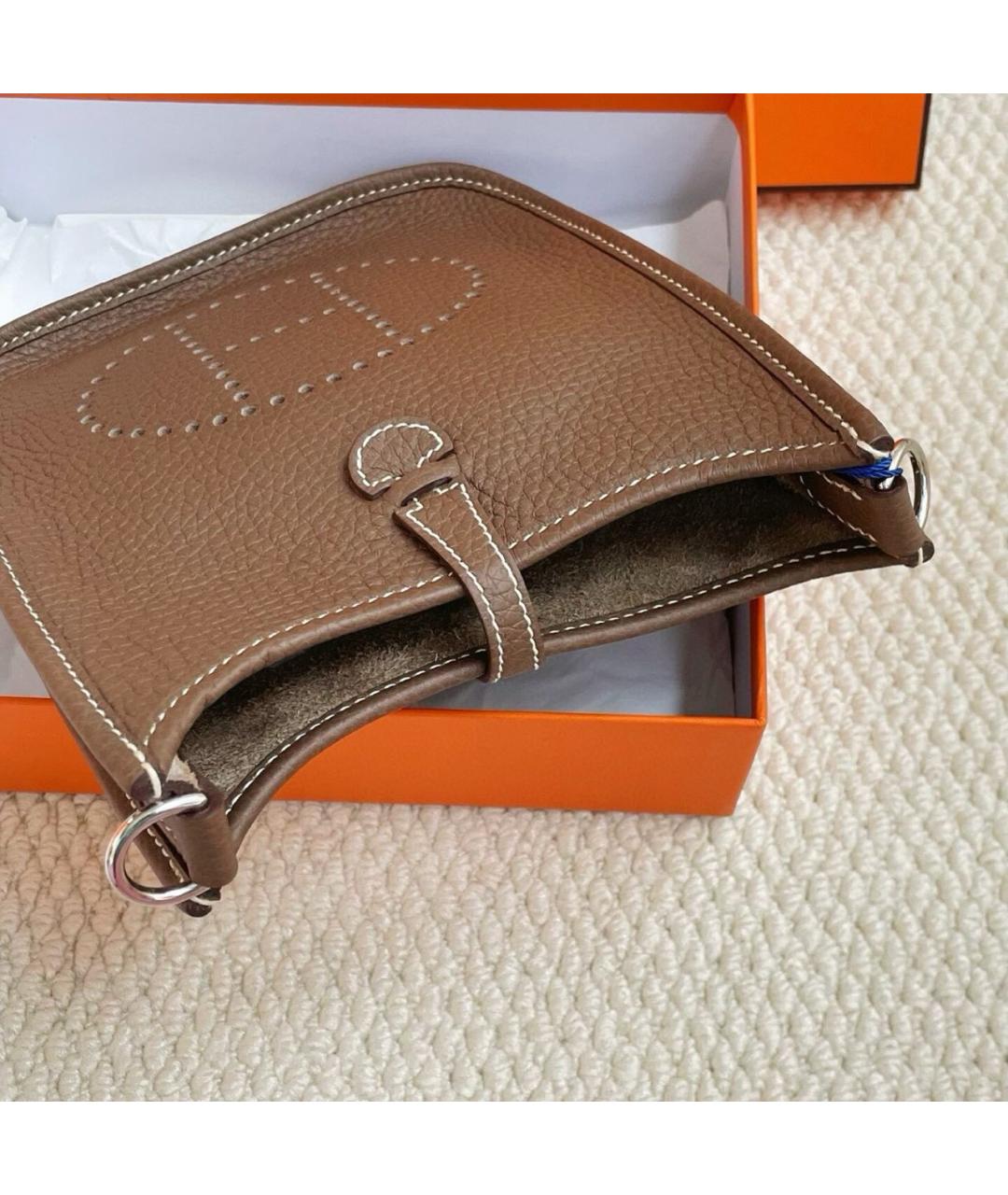 HERMES Коричневая кожаная сумка через плечо, фото 4