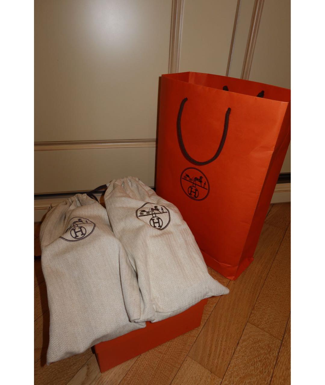 HERMES Белые кожаные шлепанцы, фото 6