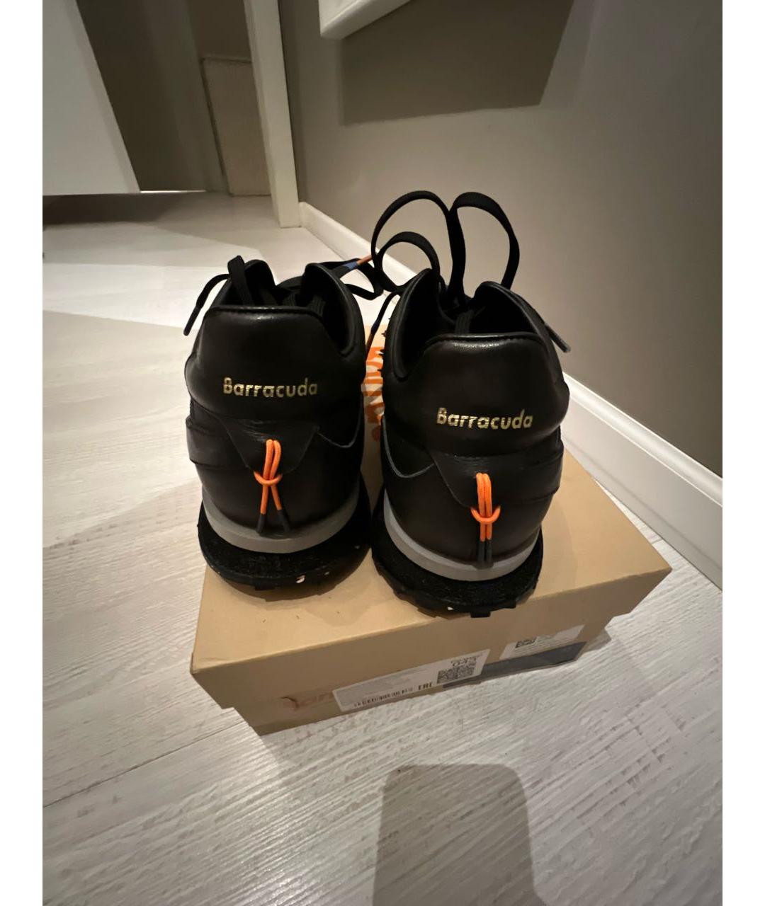BARRACUDA Черные кожаные низкие кроссовки / кеды, фото 4
