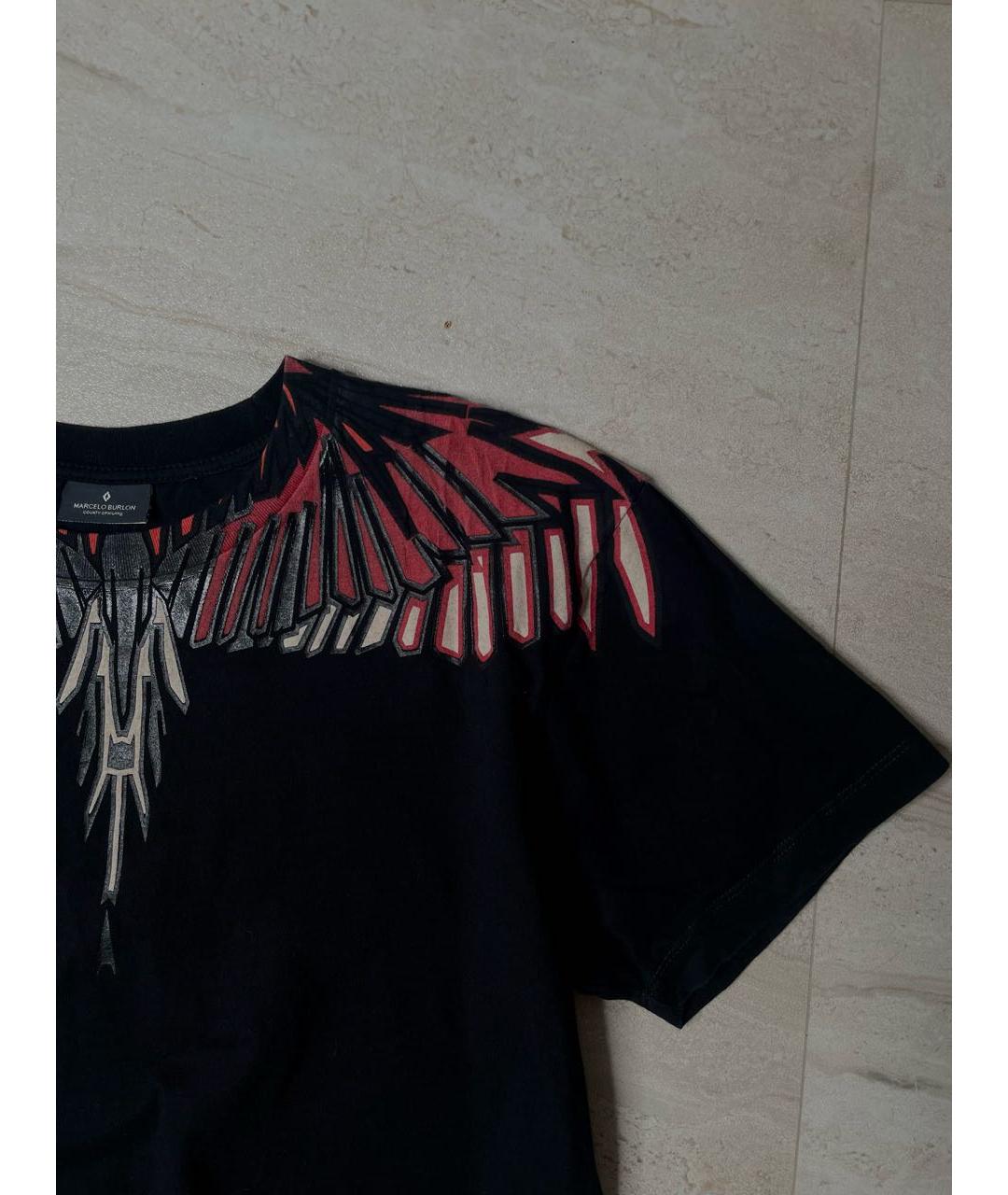 MARCELO BURLON Черная хлопковая футболка, фото 2