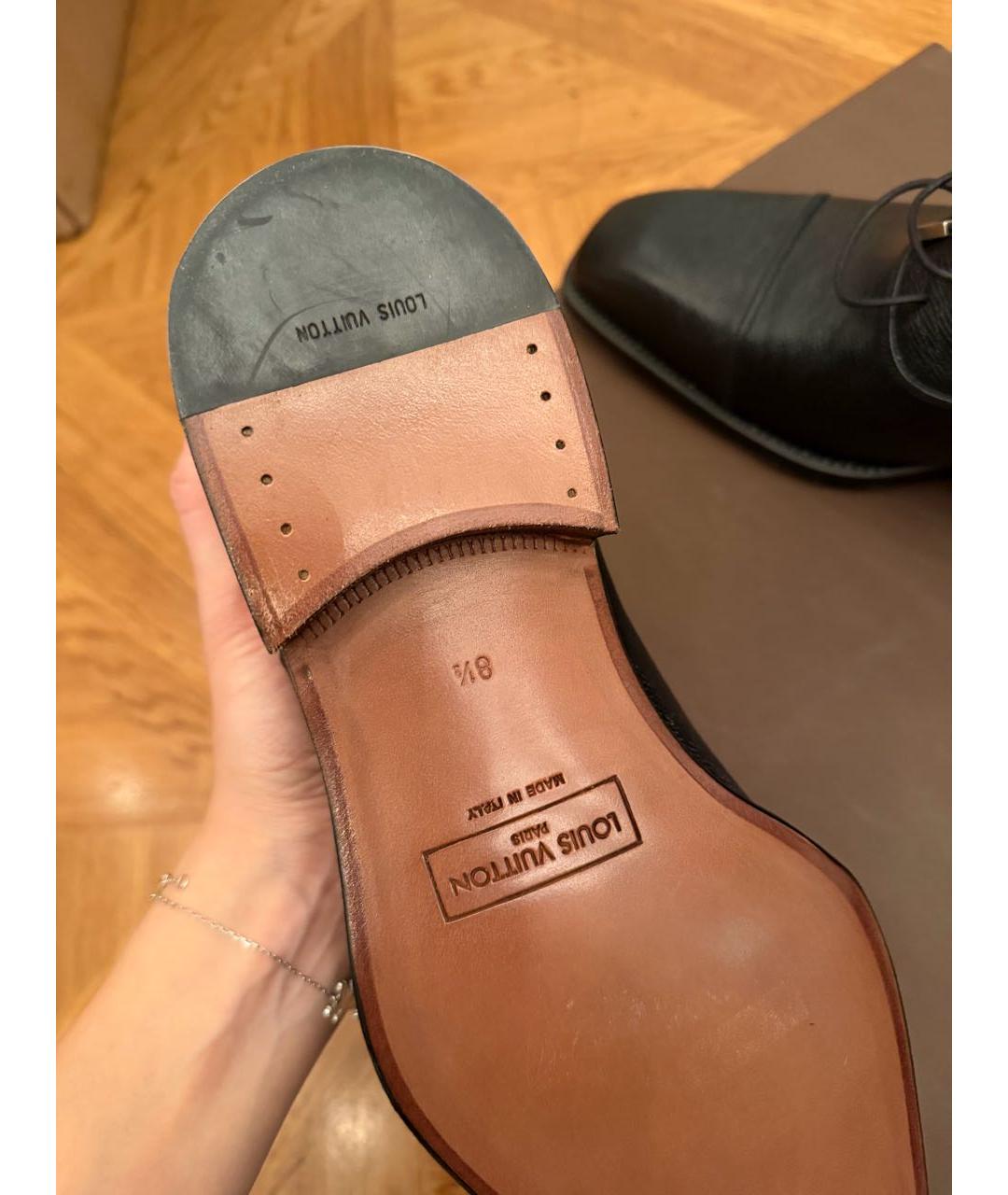 LOUIS VUITTON Черные кожаные туфли, фото 4