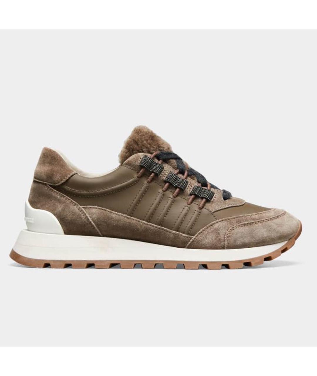 BRUNELLO CUCINELLI Коричневые кожаные кроссовки, фото 3