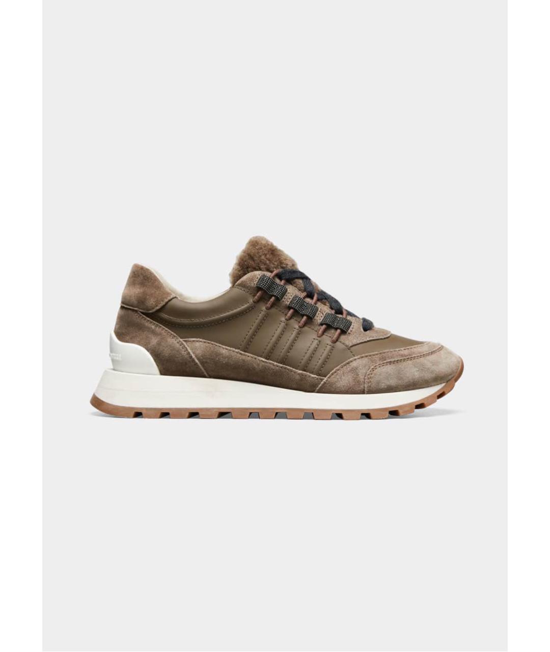 BRUNELLO CUCINELLI Коричневые кожаные кроссовки, фото 2