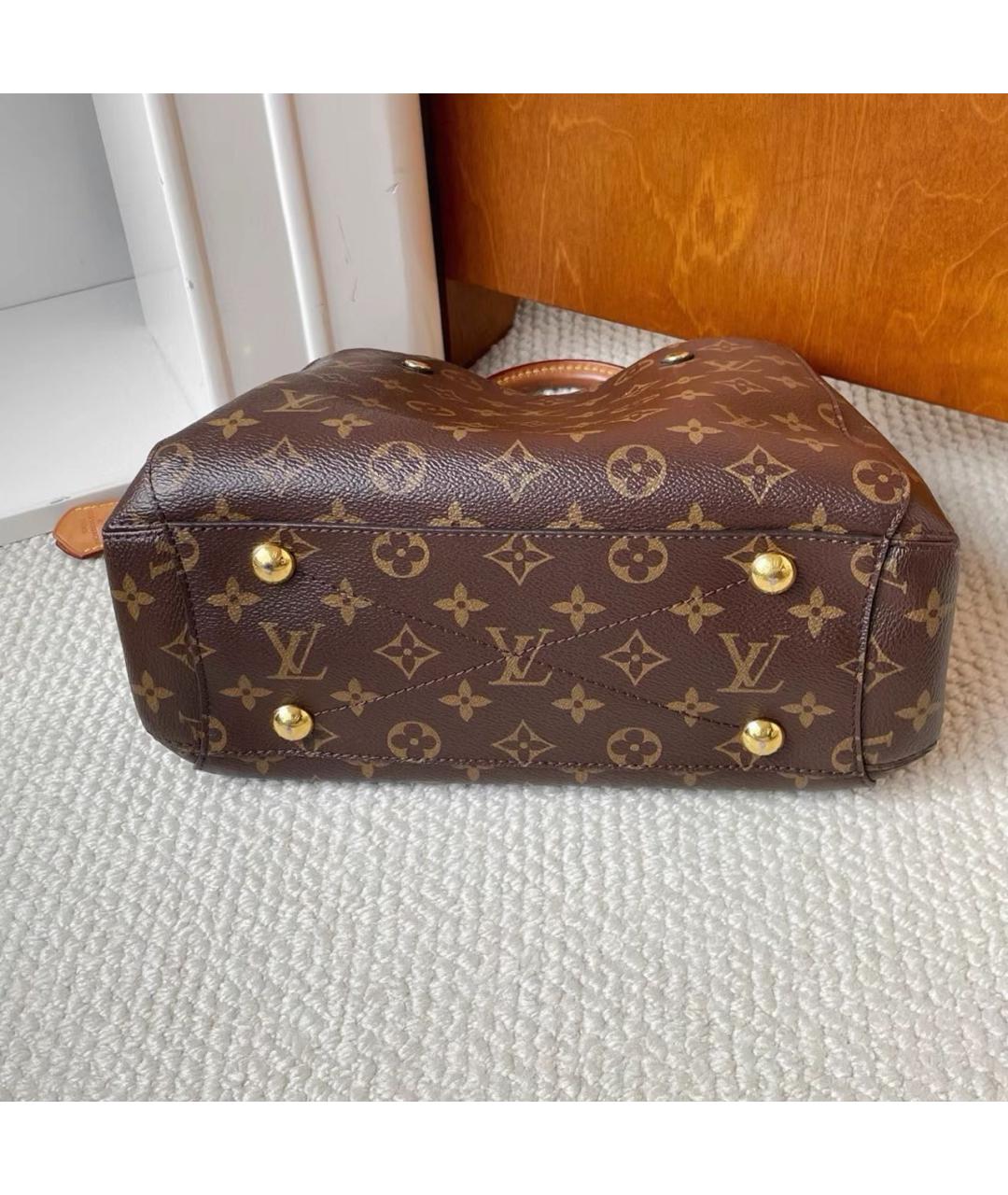 LOUIS VUITTON Коричневая кожаная сумка с короткими ручками, фото 7