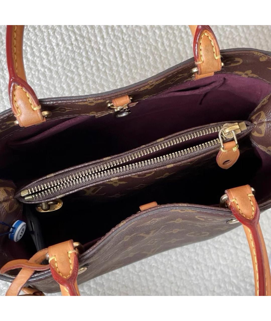LOUIS VUITTON Коричневая кожаная сумка с короткими ручками, фото 8