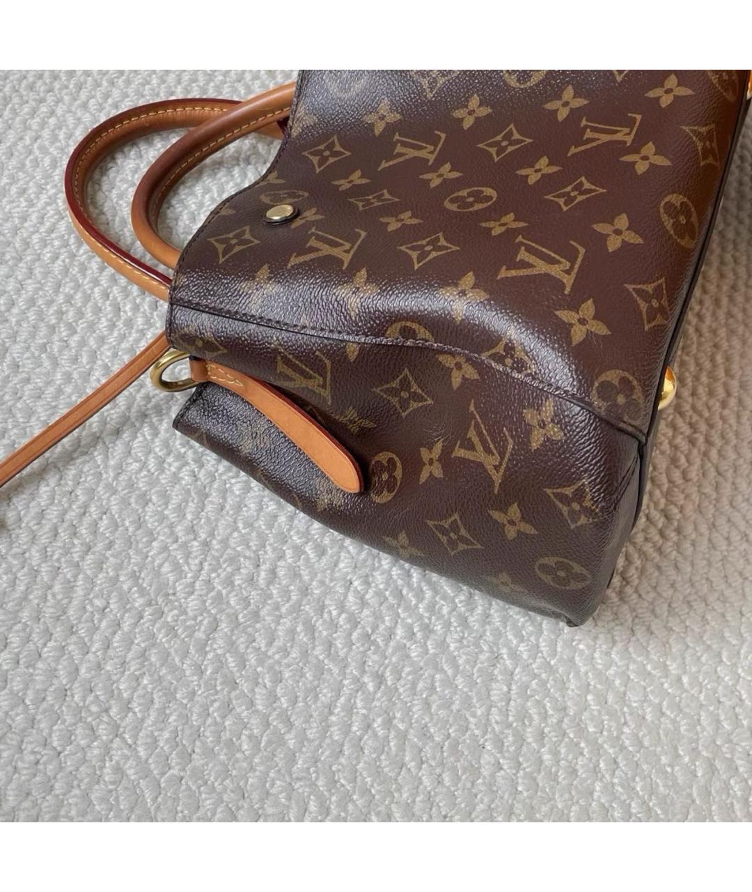 LOUIS VUITTON Коричневая кожаная сумка с короткими ручками, фото 6