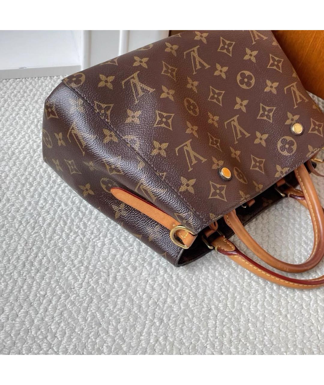 LOUIS VUITTON Коричневая кожаная сумка с короткими ручками, фото 4