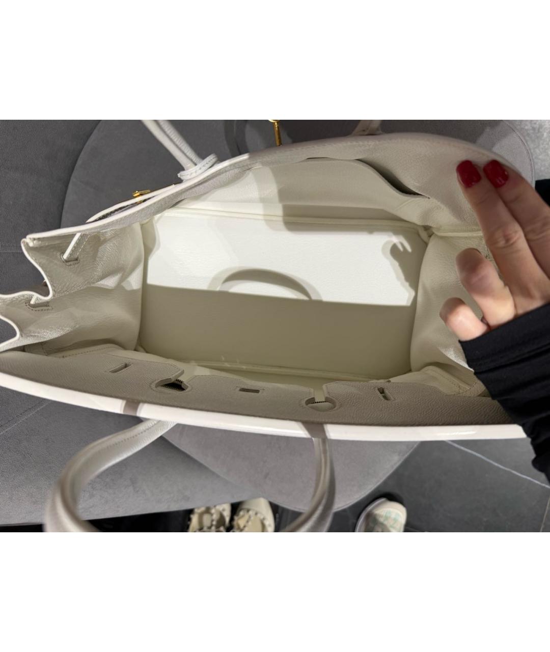 HERMES Белая кожаная сумка с короткими ручками, фото 5