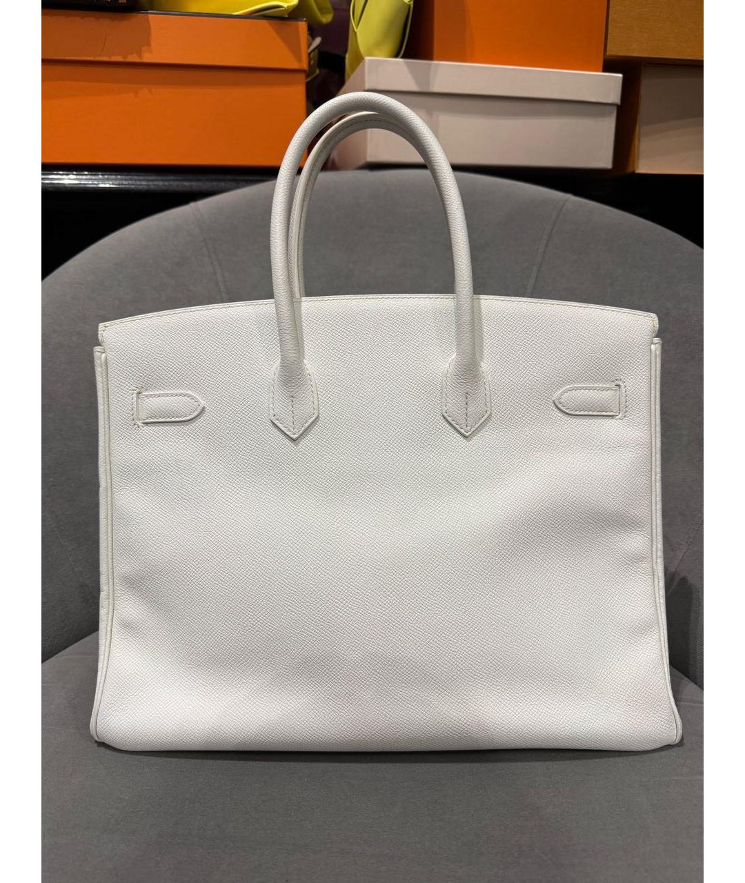 HERMES Белая кожаная сумка с короткими ручками, фото 4