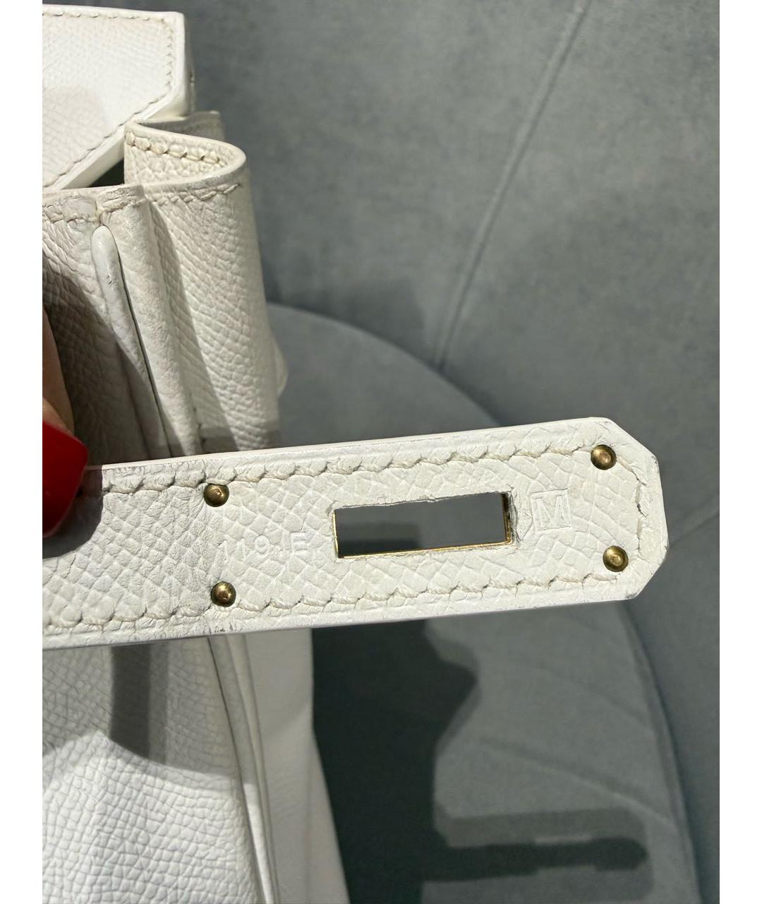 HERMES Белая кожаная сумка с короткими ручками, фото 6