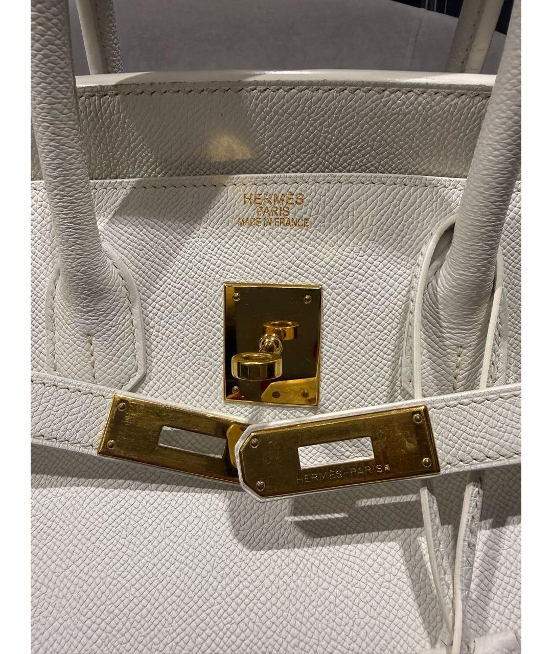 HERMES Белая кожаная сумка с короткими ручками, фото 3
