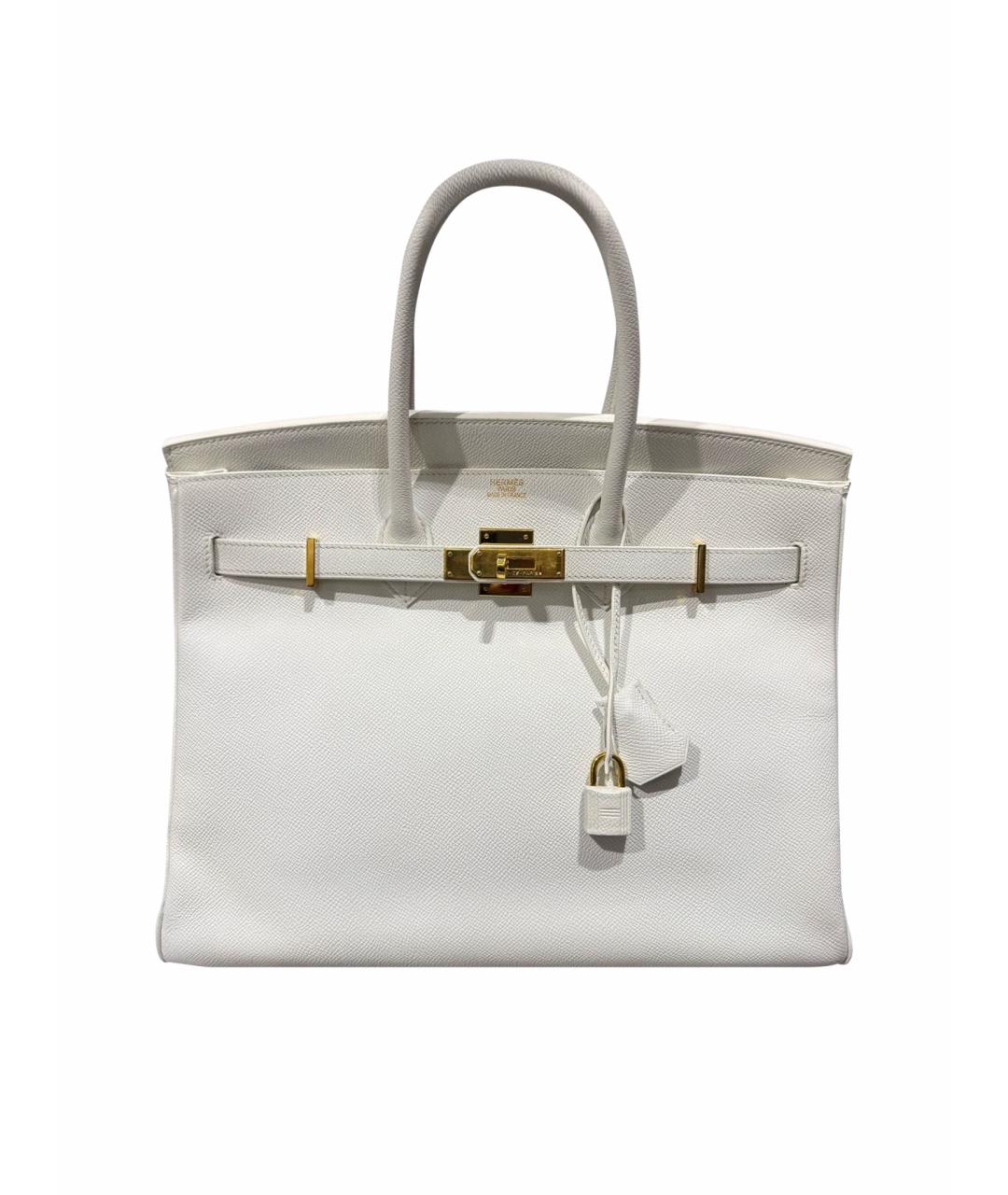HERMES Белая кожаная сумка с короткими ручками, фото 1