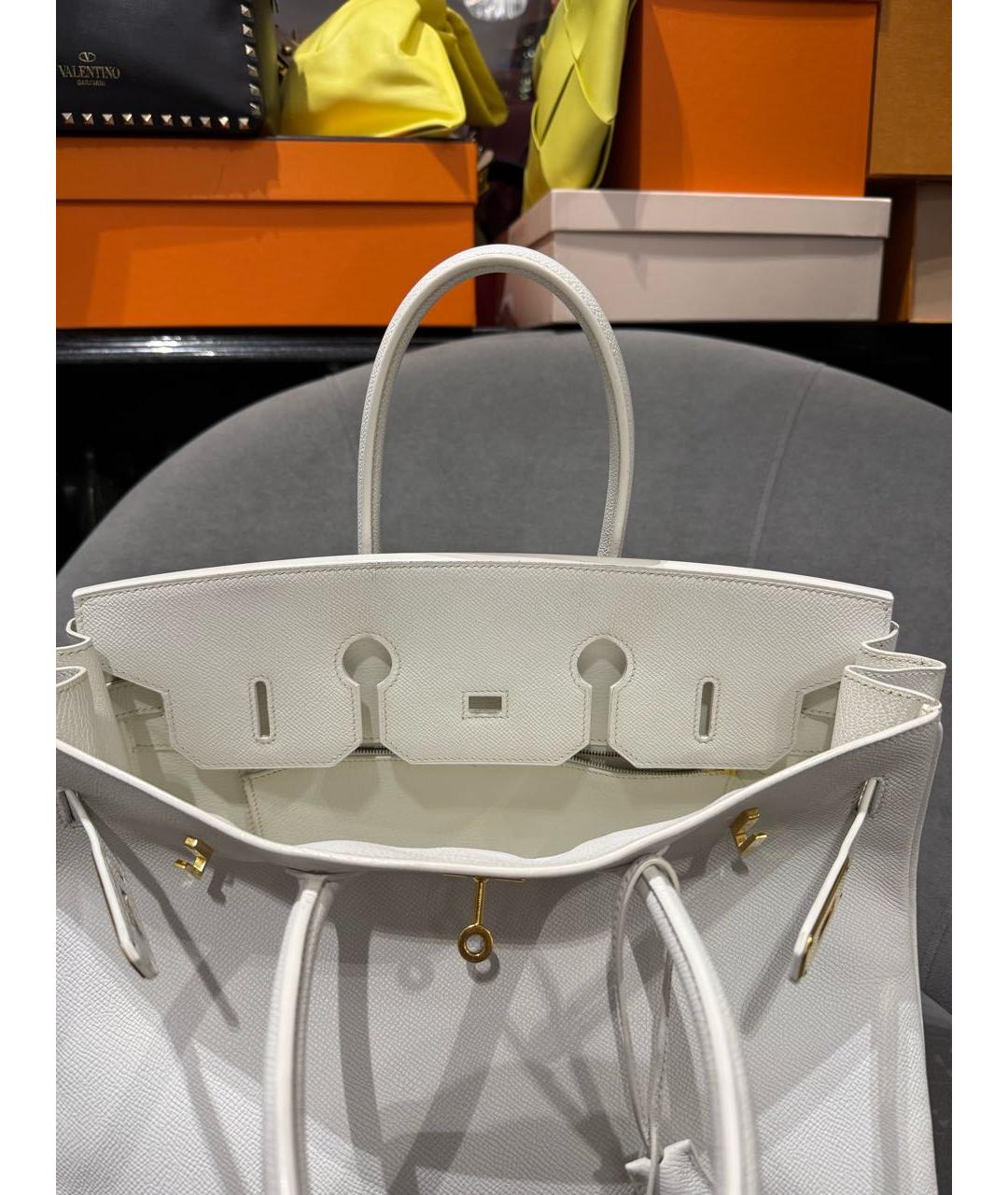 HERMES Белая кожаная сумка с короткими ручками, фото 8