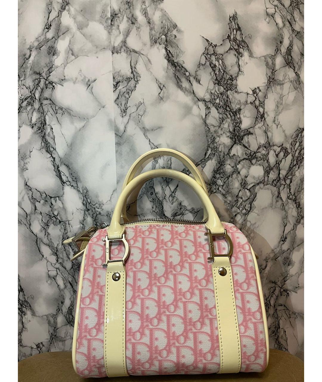 CHRISTIAN DIOR Розовая тканевая сумка с короткими ручками, фото 5