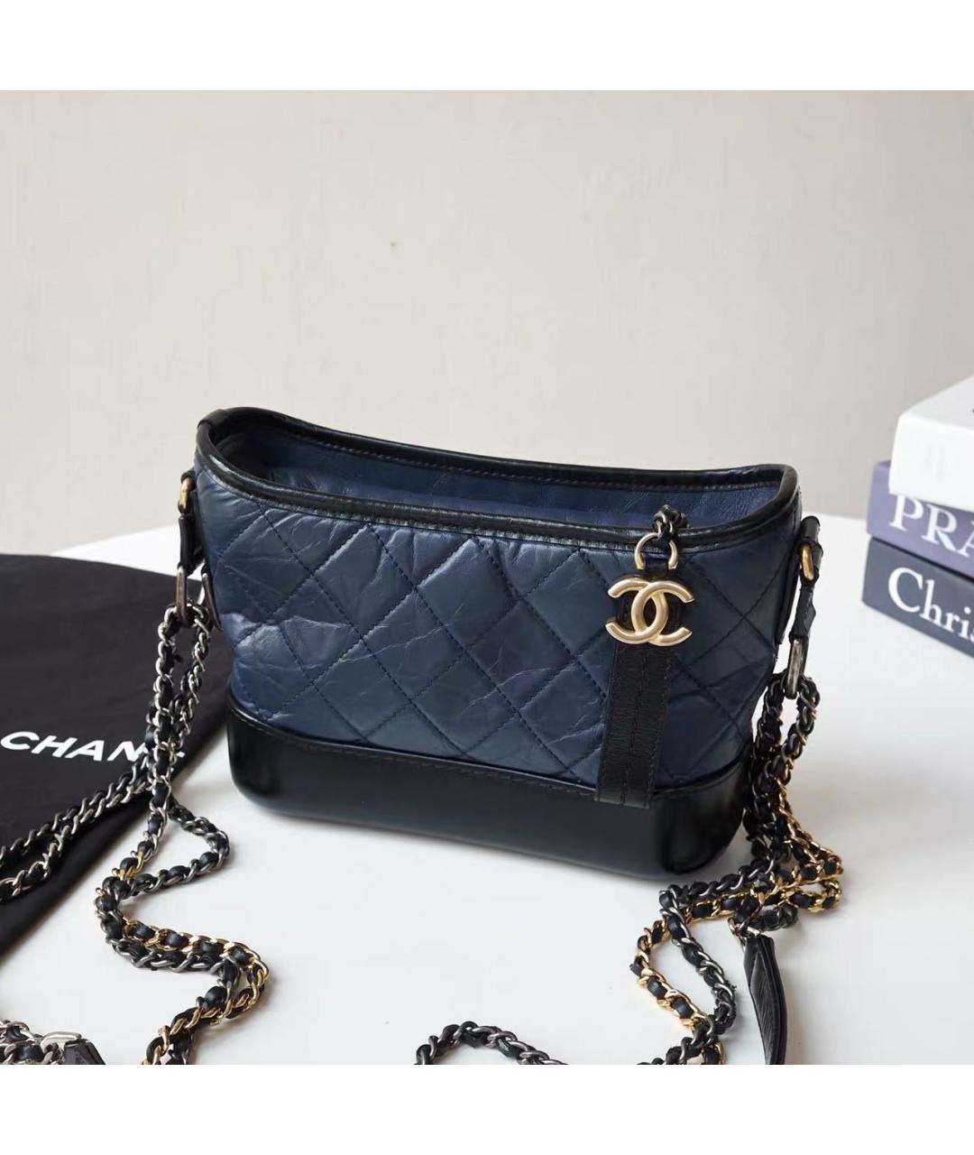 CHANEL Темно-синяя кожаная сумка через плечо, фото 6