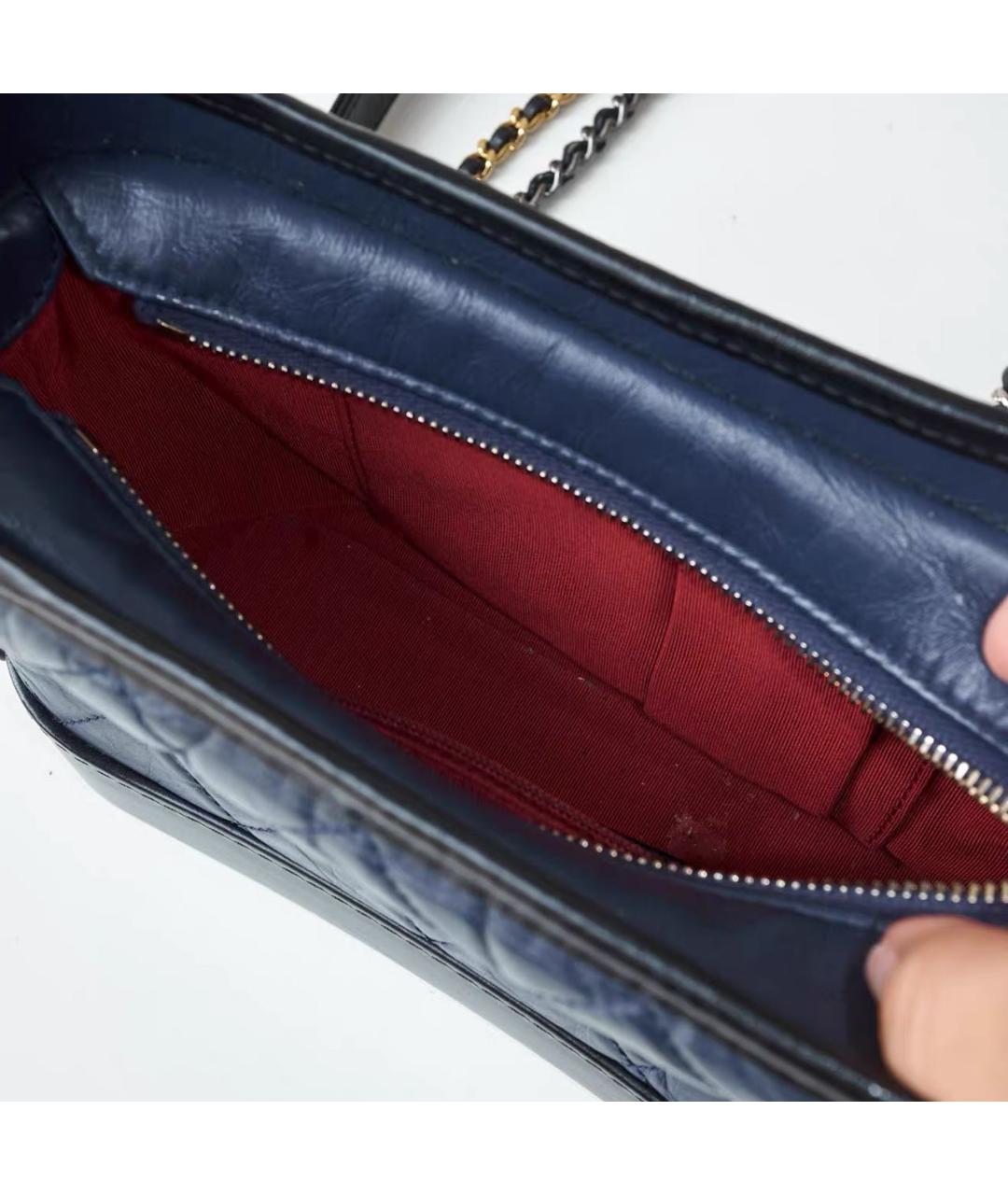 CHANEL Темно-синяя кожаная сумка через плечо, фото 7