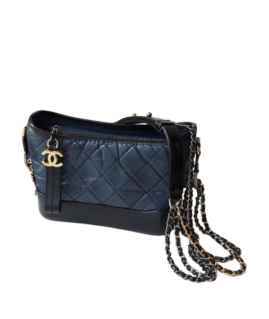 CHANEL Темно-синяя кожаная сумка через плечо, фото 1