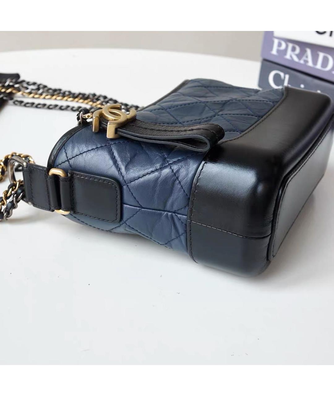 CHANEL Темно-синяя кожаная сумка через плечо, фото 8