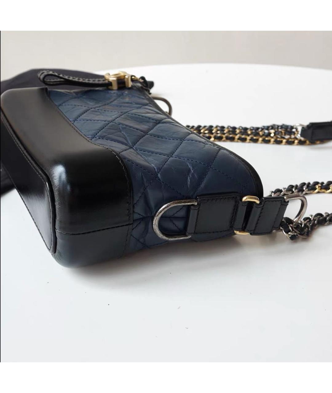 CHANEL Темно-синяя кожаная сумка через плечо, фото 4