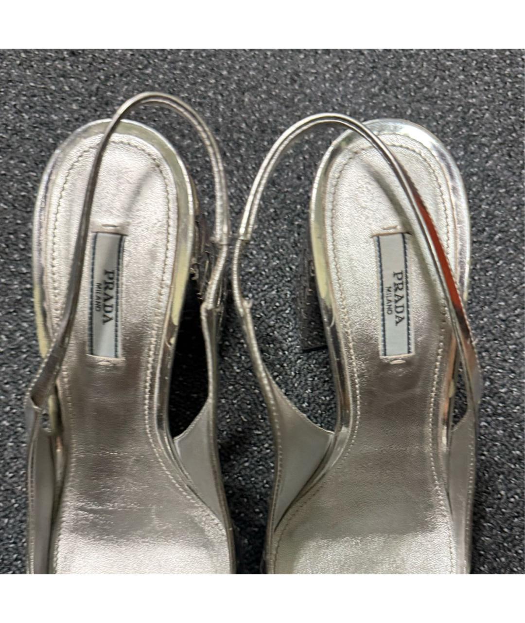 PRADA Серебряные кожаные туфли, фото 3