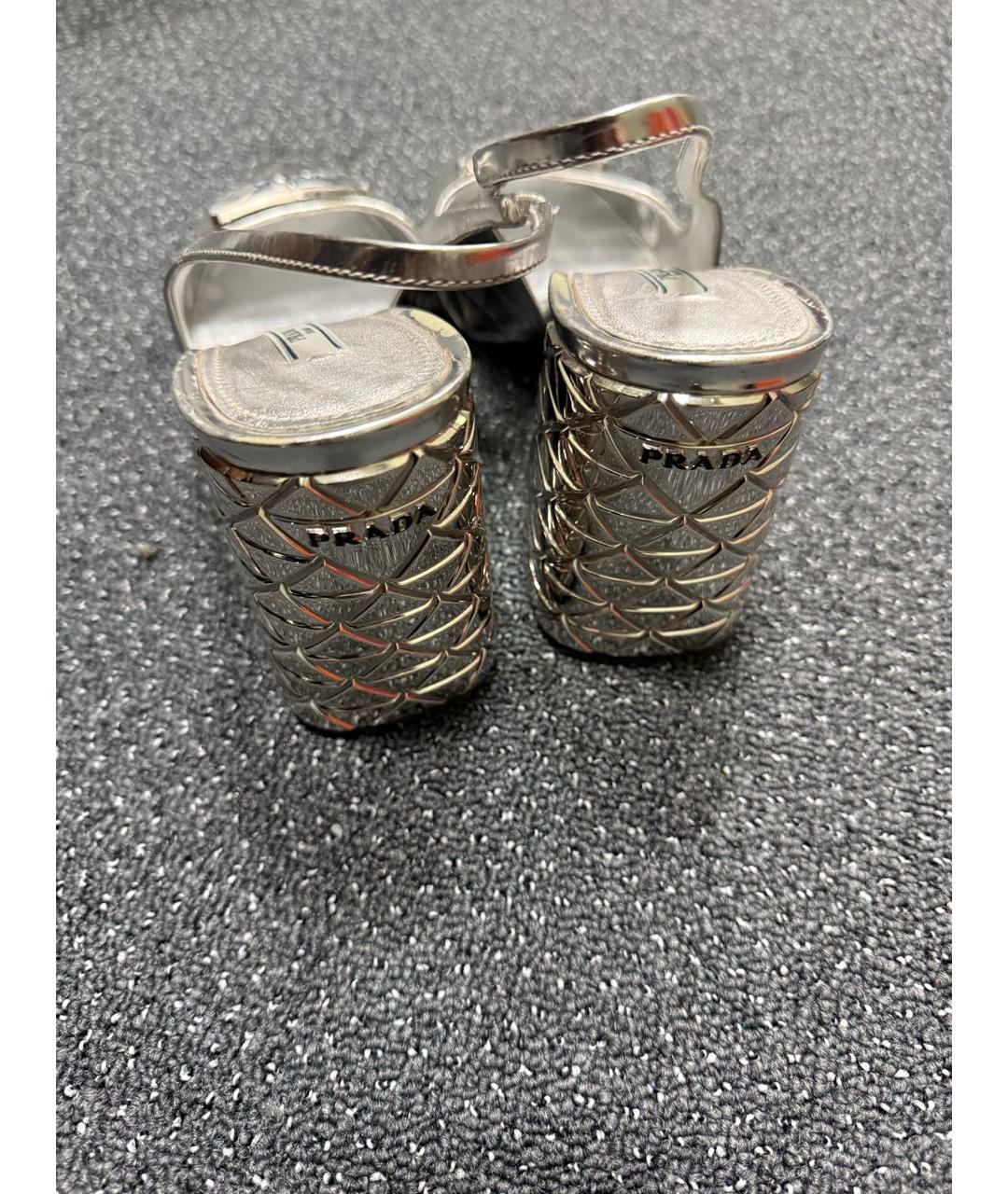 PRADA Серебряные кожаные туфли, фото 4