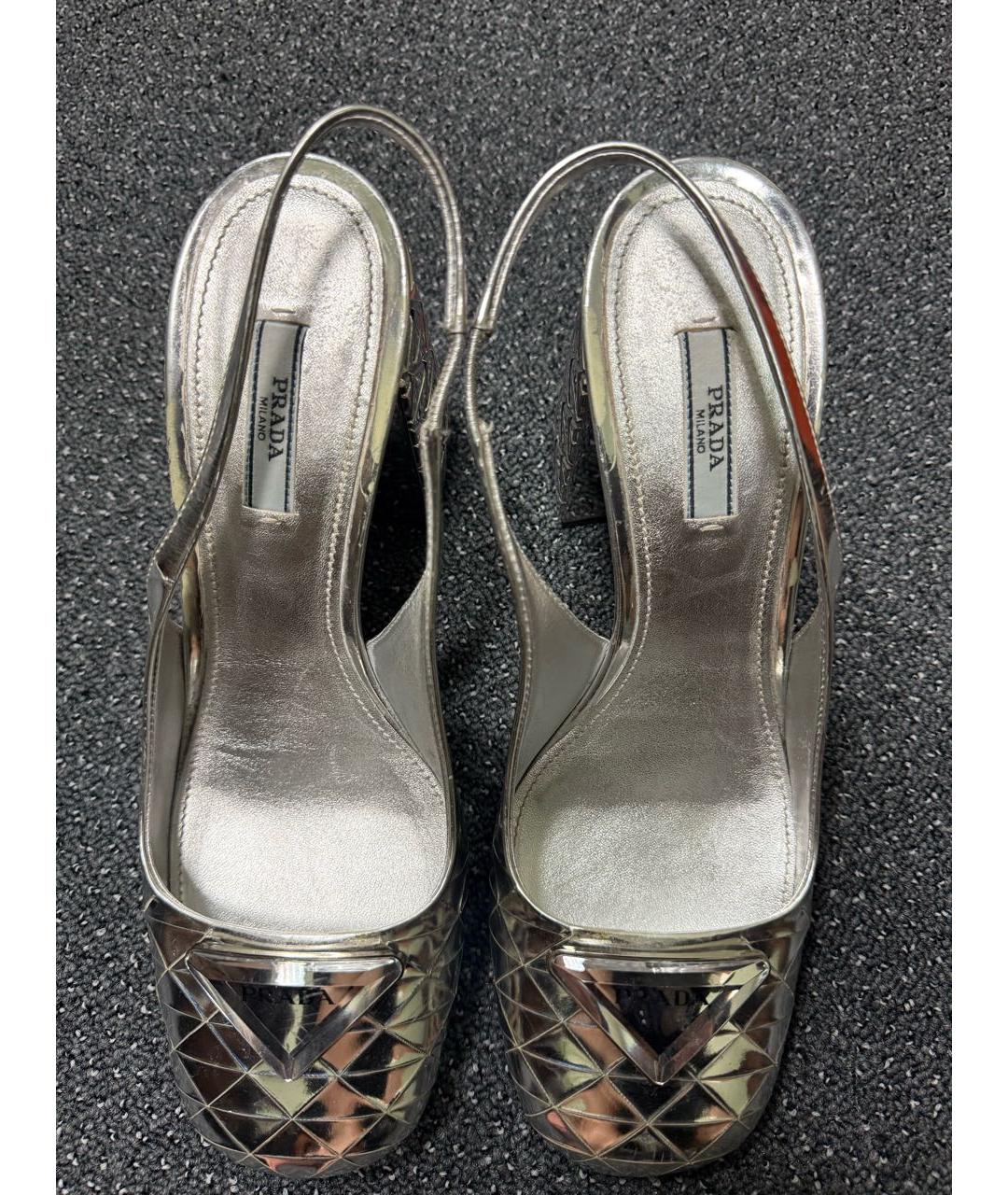 PRADA Серебряные кожаные туфли, фото 2