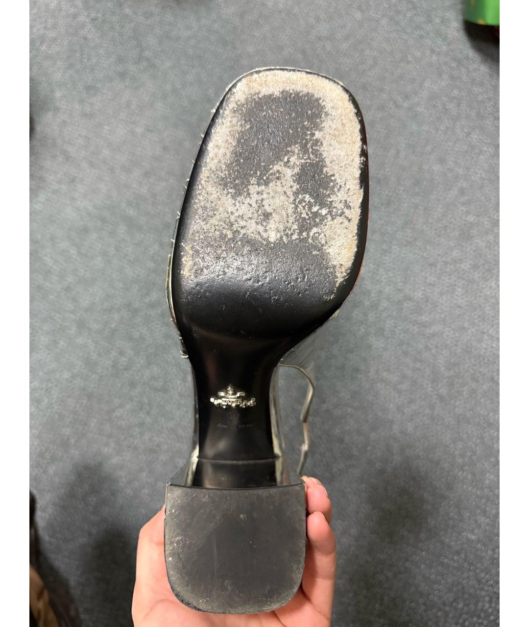 PRADA Серебряные кожаные туфли, фото 5