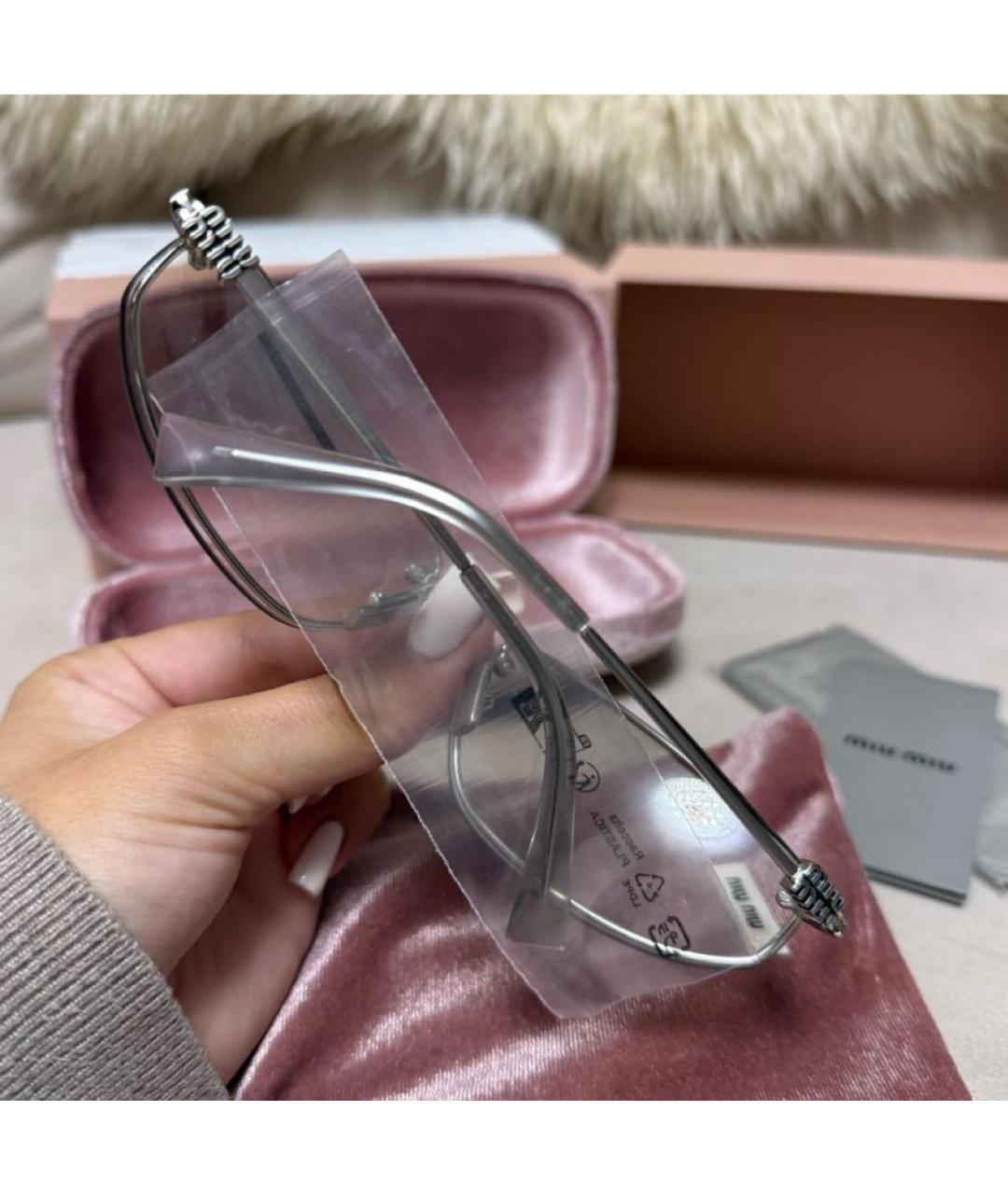 MIU MIU Серебряные металлические солнцезащитные очки, фото 8