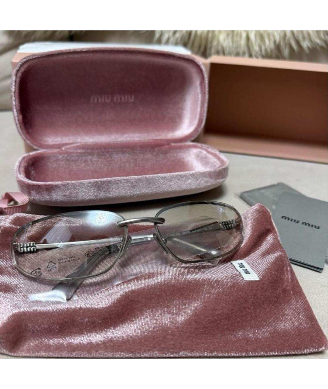 MIU MIU Серебряные металлические солнцезащитные очки, фото 6