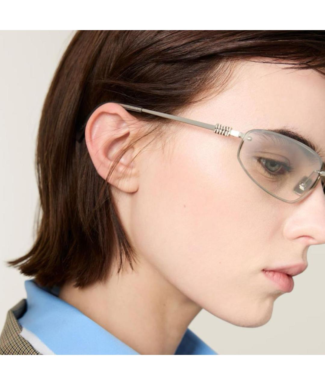MIU MIU Серебряные металлические солнцезащитные очки, фото 4