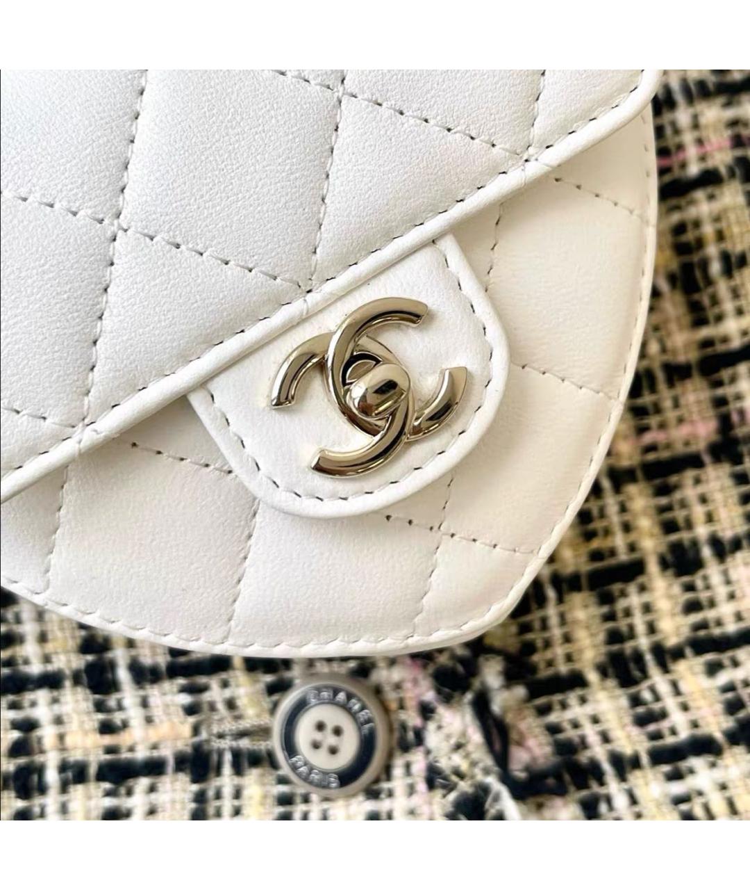 CHANEL Белая кожаная сумка через плечо, фото 4