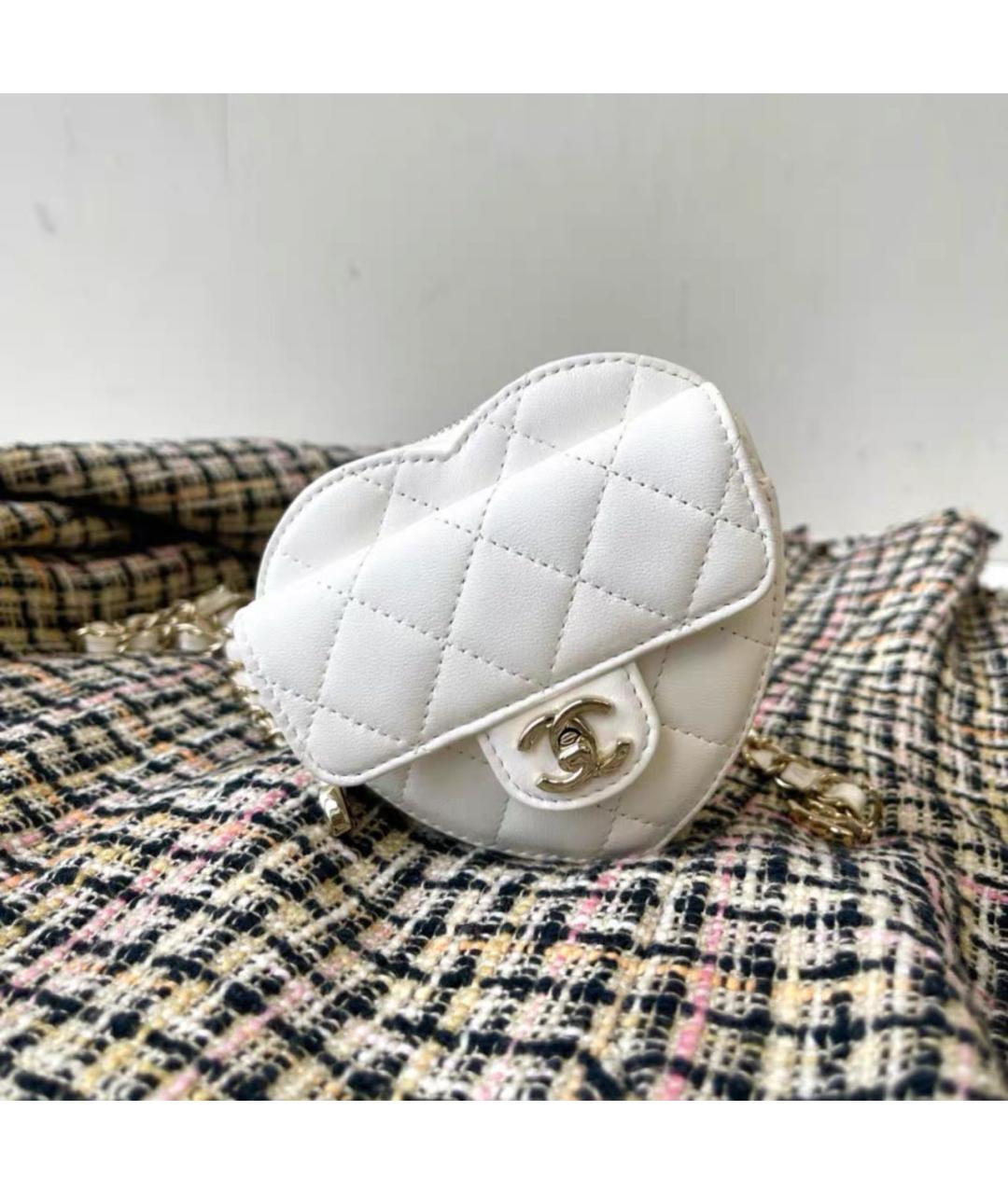 CHANEL Белая кожаная сумка через плечо, фото 8