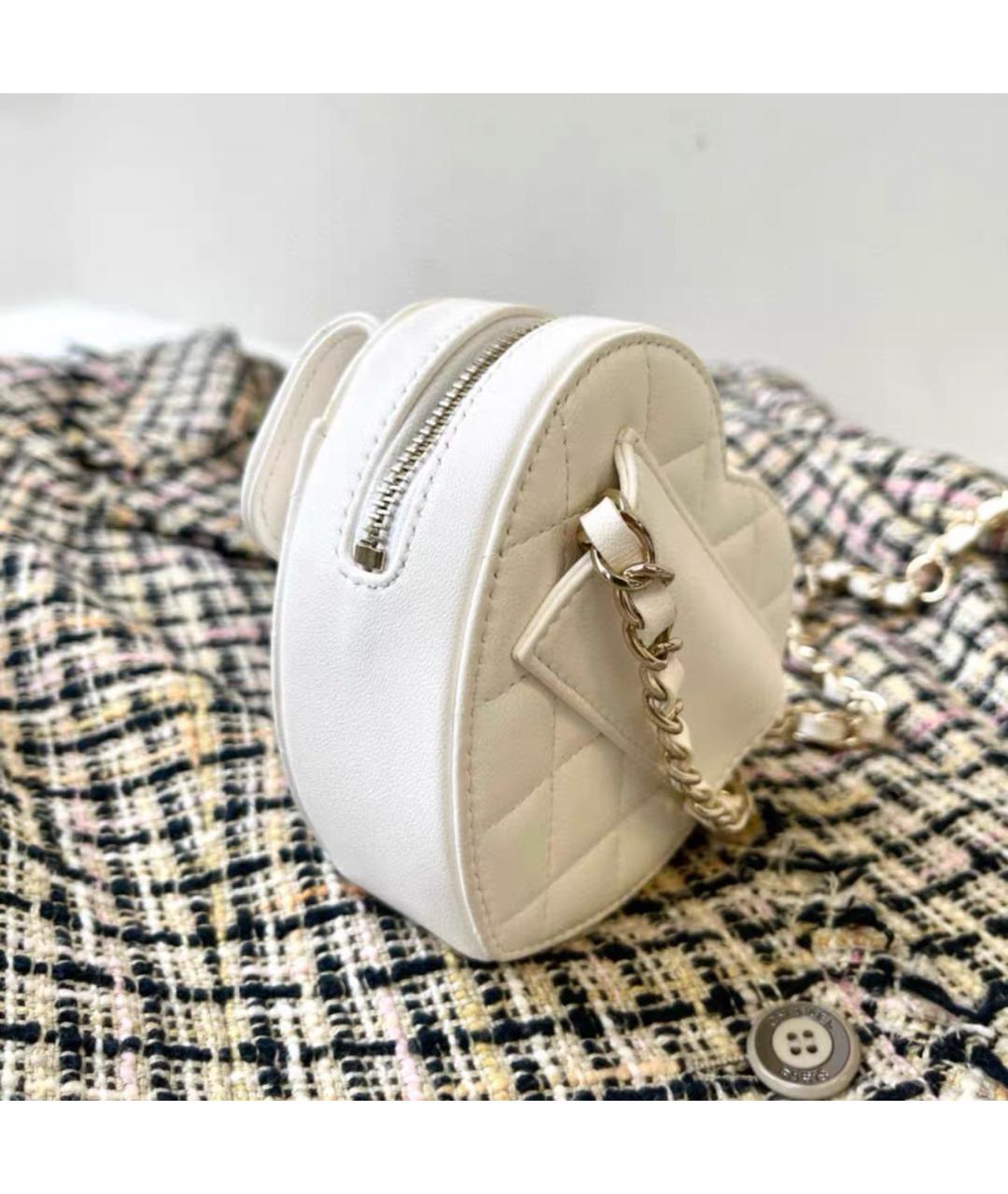 CHANEL Белая кожаная сумка через плечо, фото 6