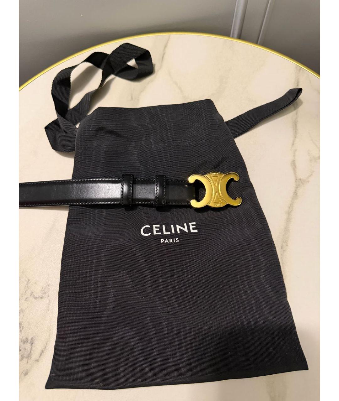 CELINE Черный кожаный ремень, фото 2