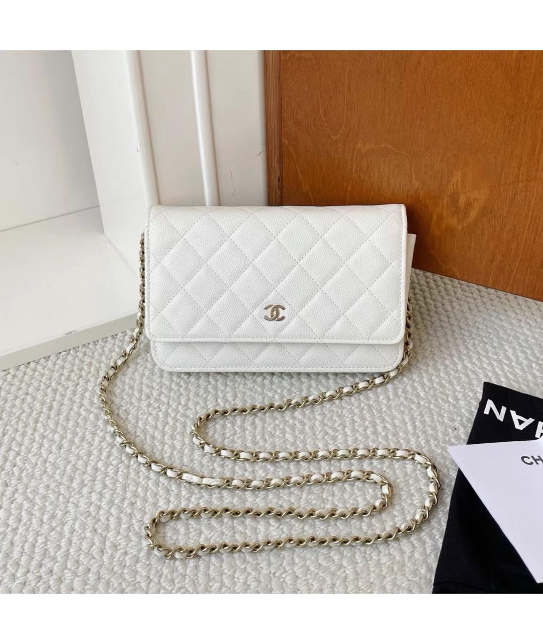 CHANEL Белая кожаная сумка через плечо, фото 9