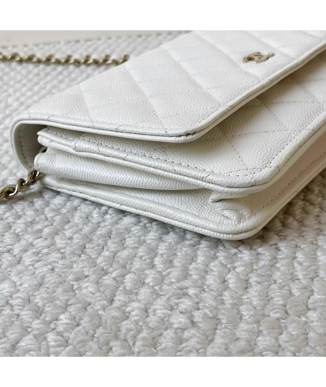 CHANEL Белая кожаная сумка через плечо, фото 8