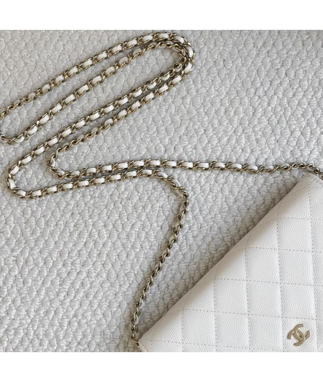 CHANEL Белая кожаная сумка через плечо, фото 7