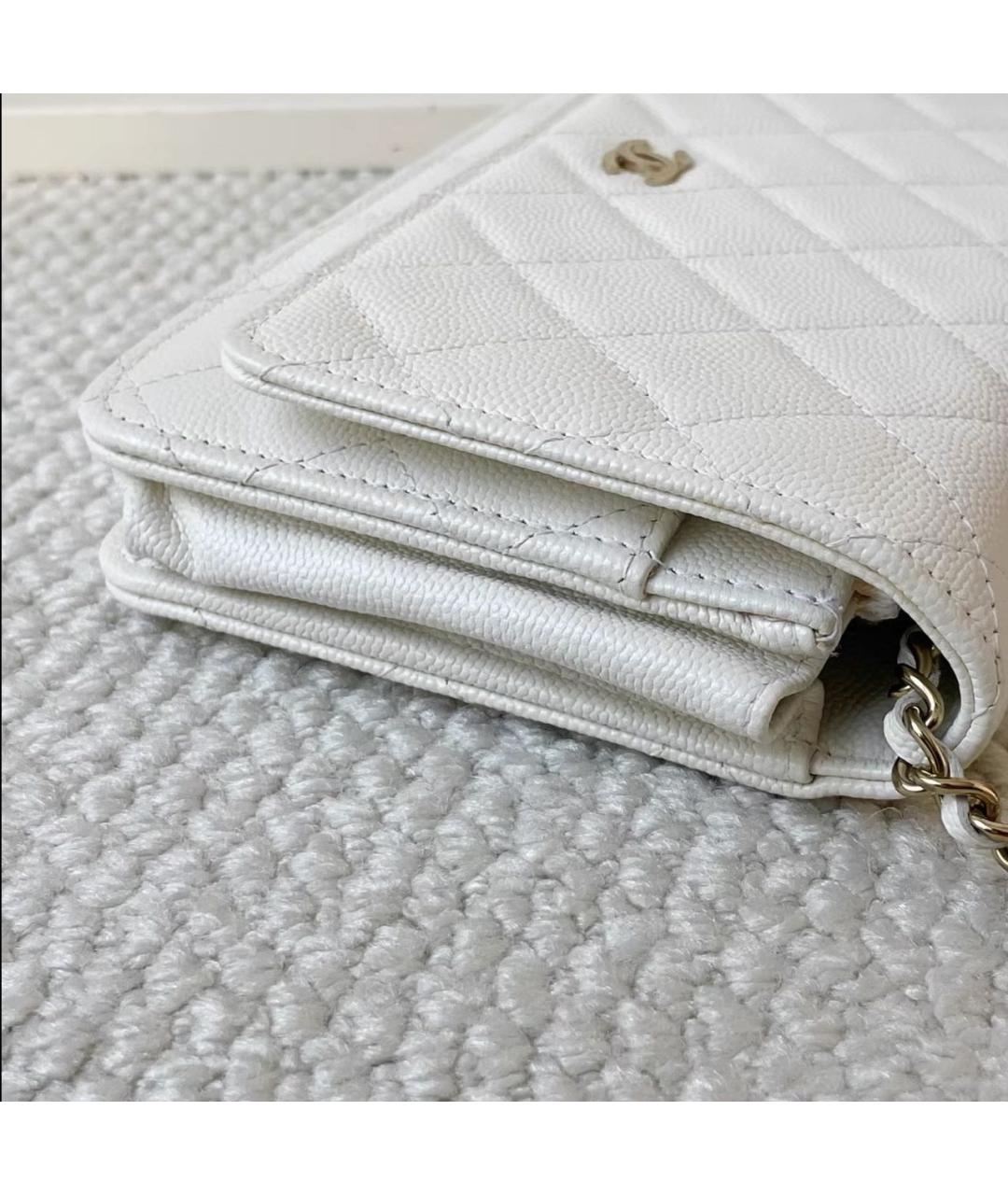 CHANEL Белая кожаная сумка через плечо, фото 4