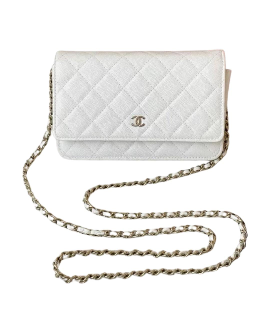 CHANEL Белая кожаная сумка через плечо, фото 1